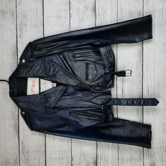 LA Roxx Vintage Leather Moto Jacket - Picture 1 of 7
